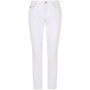 Logo-Plaque Slim-Cut Jeans Dolce & Gabbana , White , Heren