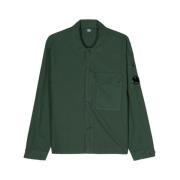 Donkergroene Katoenen Chambray Overhemd C.p. Company , Green , Heren