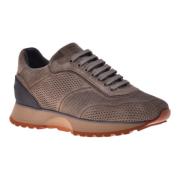 Lace-up in taupe perforated suede Baldinini , Brown , Heren