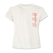 Katoenen T-shirt met logo MM6 Maison Margiela , White , Dames