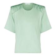 Stijlvolle Gedrapeerde Schouder T-Shirt MVP wardrobe , Green , Dames