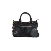 Krokodillenprint Tote Tas met Studs Balenciaga , Black , Dames