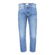 Blauwe Gewassen 5-Pocket Katoenen Jeans Calvin Klein , Blue , Heren