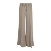 Wide Trousers Via Masini 80 , Brown , Dames