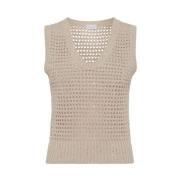 Beige Gebreide Top met Pailletten Brunello Cucinelli , Beige , Dames