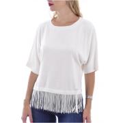 Franje Gebreide Top - Wit Guess , White , Dames