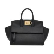 Zwarte Studio Media Tote Tas Salvatore Ferragamo , Black , Dames