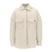 Oversized Pufferjack met Ribfluwelen Kraag The Attico , Beige , Dames