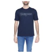 Heren T-shirt Lente/Zomer Collectie 100% Katoen Blauer , Blue , Heren