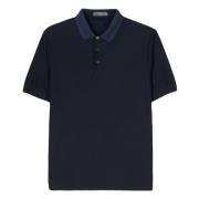 Contrast Katoenen Polo Shirt Corneliani , Blue , Heren