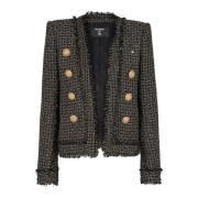 Tweed Jackets Balmain , Black , Dames