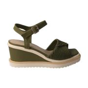 Groene leren sleehak sandaal voor vrouwen Patrizia Bonfanti , Green , ...