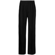 Straight Trousers Loulou Studio , Black , Dames