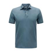 Korte Mouw Piqué Polo Shirt Blauw Fedeli , Blue , Heren