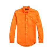 Slim Linnen Overhemd Polo Ralph Lauren , Orange , Heren