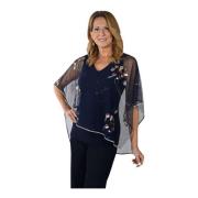 Marinebloemen Chiffon Top Frank Lyman , Blue , Dames