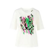 Motief Print Katoenen T-shirt Marc Cain , White , Dames