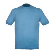 Turquoise Reverse Cold Ribbed T-shirt Alpha Studio , Blue , Heren