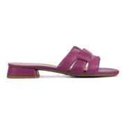 Aubergine Leren Pantoffels Lina Locchi , Purple , Dames