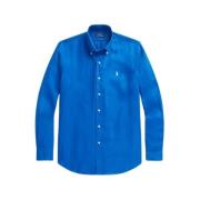 Slim Linnen Overhemd Polo Ralph Lauren , Blue , Heren