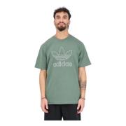 Vintage Groene Trefoil T-shirt Adidas Originals , Green , Heren