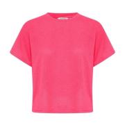 Gebreid kortemouw framboos shirt b.young , Pink , Dames