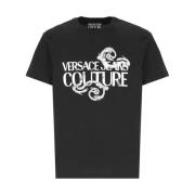 Zwart Watercolor Logo T-shirt Versace Jeans Couture , Black , Heren