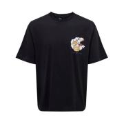 Casual Katoenen T-Shirt Only & Sons , Black , Heren