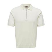 Life Reg 14 SS Zip Polo Only & Sons , White , Heren