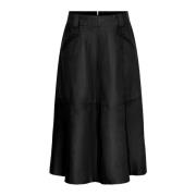 Zwarte leren A-lijn rok 11287 Notyz , Black , Dames