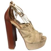 Pre-owned Suede sandals Aquazzura Pre-owned , Beige , Dames