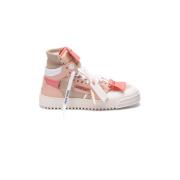 Roze Wit Leren Sneakers Off White , Multicolor , Dames
