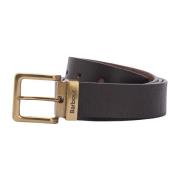 Leren Riem met Metalen Gesp Barbour , Brown , Heren