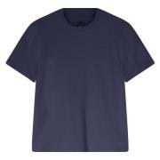 Basis Katoenen T-shirt met Ronde Hals add , Blue , Dames