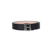 Reversibele Lederen Riem Balmain , Black , Heren