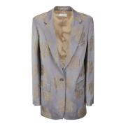 Grijze Damast Geborduurde Knoopjas Dries Van Noten , Gray , Dames