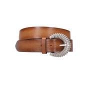 Bruin leren riem met zilveren details Orciani , Brown , Dames