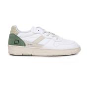 Stijlvolle wit/groene sneakers van kalfsleer voor heren D.a.t.e. , Whi...