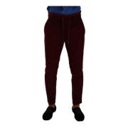 Bordeaux Fluwelen Formele Broek Dolce & Gabbana , Red , Heren