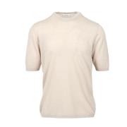 Beige Katoen Crew-Neck Half-Mouw Sweater Paolo Pecora , Beige , Heren