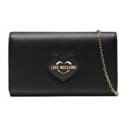 Saffiano Leren Tas Love Moschino , Black , Dames