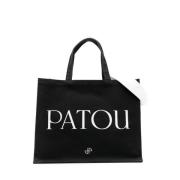 Logo-Print Tote Bag Patou , Black , Dames