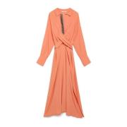 Lange Mouw Chemisier Jurk Maliparmi , Orange , Dames