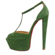 Pre-owned Suede sandals Christian Louboutin Pre-owned , Green , Dames