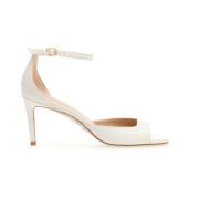 Bianco Leren Sandalen Dunne Hak Stuart Weitzman , Beige , Dames