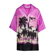 Overhemd met zonsondergangprint en Cubaanse kraag Palm Angels , Multic...