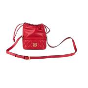 Rode Gewatteerde Leren Trekkoord Emmertas Versace , Red , Dames