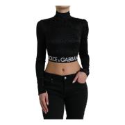 Zwarte Crop Top met Rits Dolce & Gabbana , Black , Dames