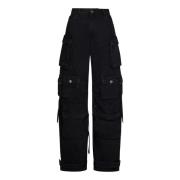 Zwarte Cargo Jeans met Hoge Taille The Attico , Black , Dames