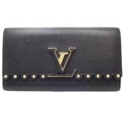 Pre-owned Leather wallets Louis Vuitton Vintage , Black , Dames